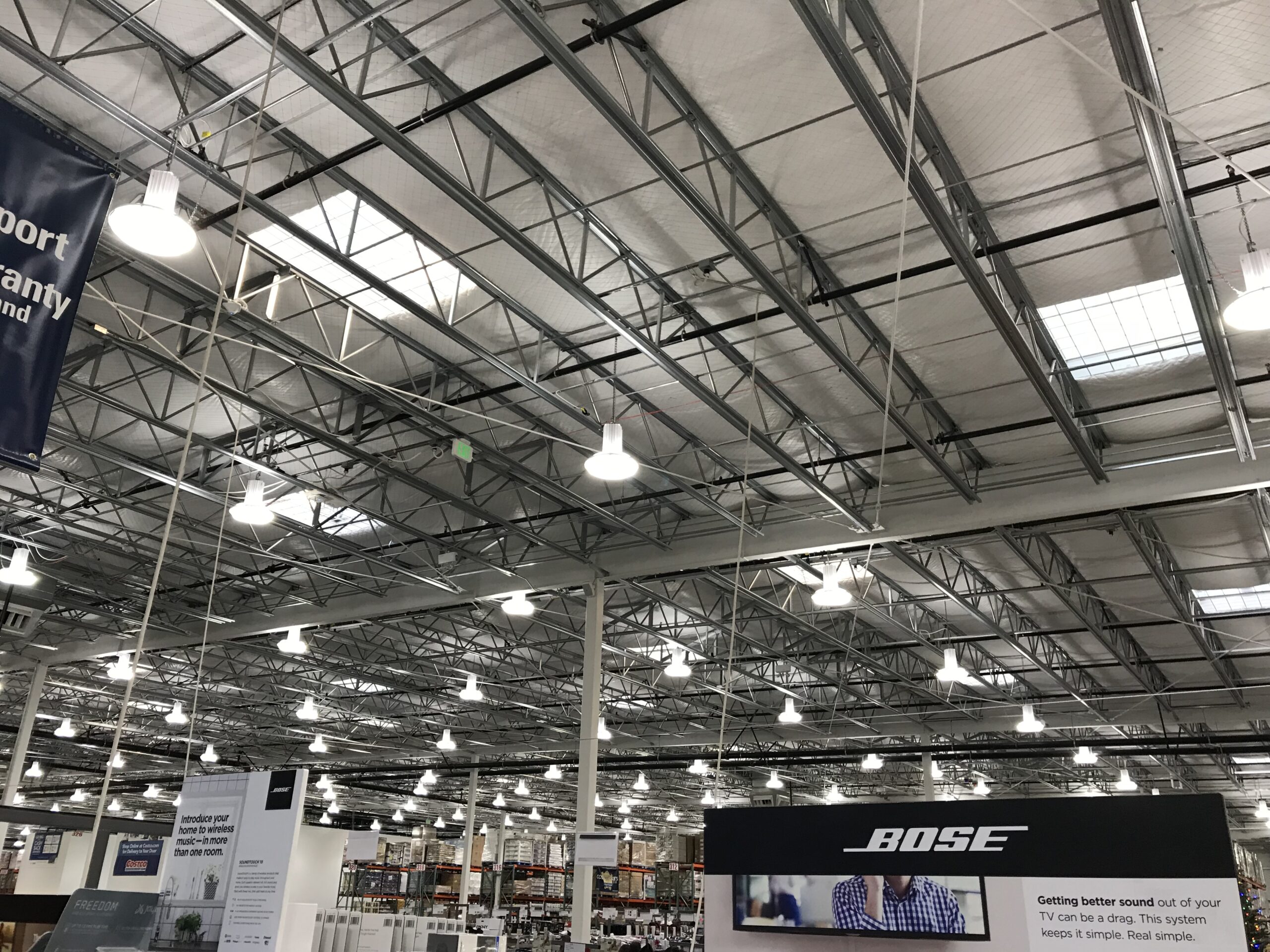 LED panel light in supermarket