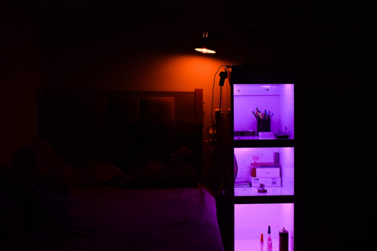 cabinet lighted by smart under cabinet light