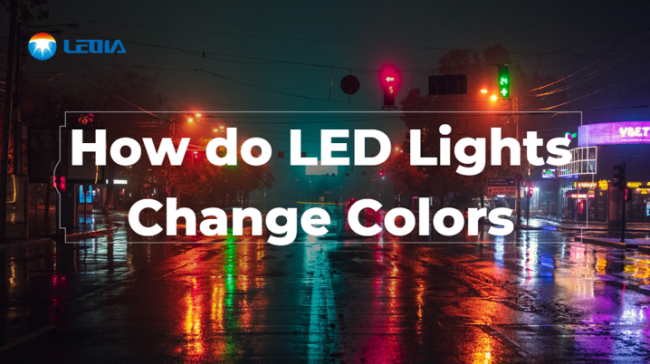 LED traffic and street lights in different colors