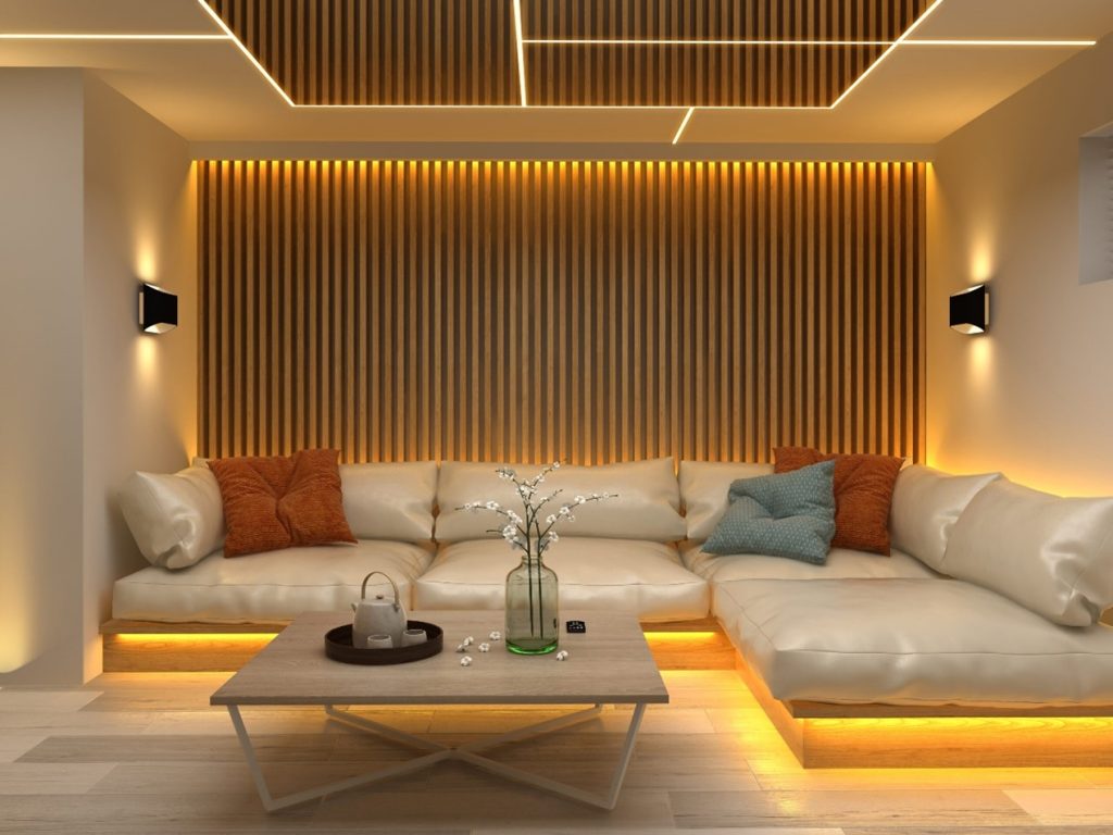 living room lighting design with led strips for recessed lighitng design